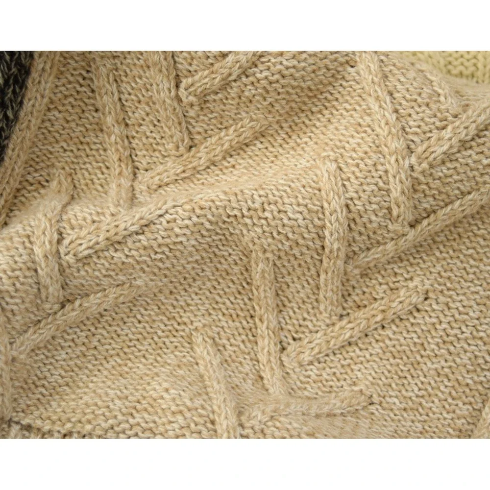 Vtg Orvis Men's XL Patchwork Fisherman Sweater 100% Cotton Cable Knit 90s Boho